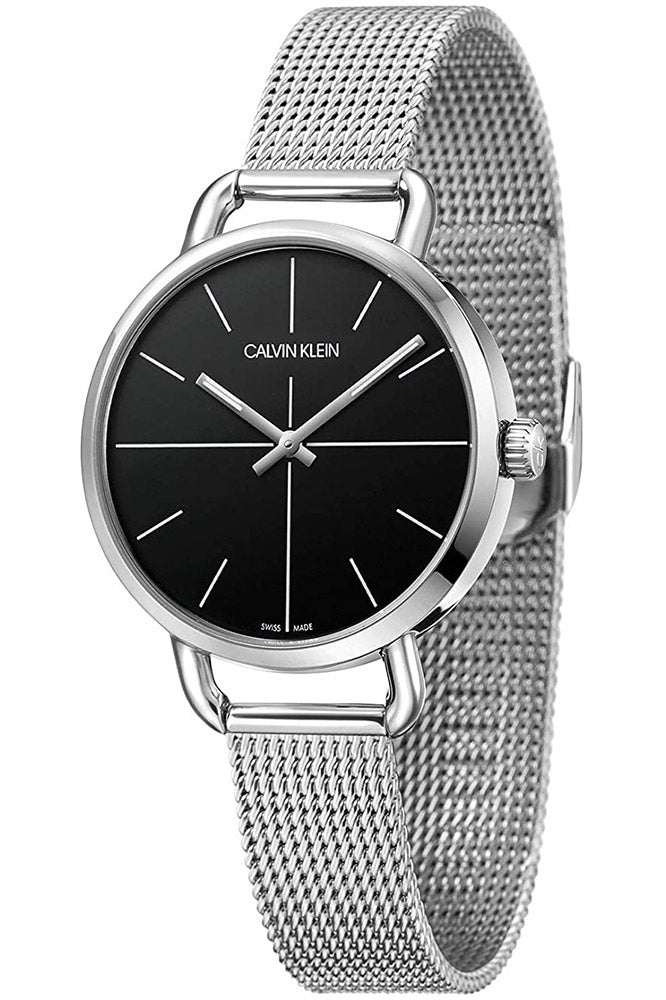 Calvin Klein Even Black Dial Silver Mesh Bracelet Watch for Women - K7B23121 Buy Now By Calvin Klein