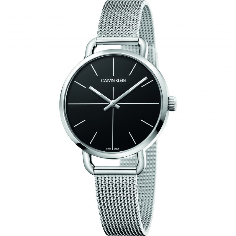 Calvin Klein Even Black Dial Silver Mesh Bracelet Watch for Women - K7B23121 Buy Now By Calvin Klein