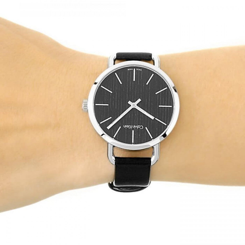 Calvin Klein Even Black Dial Black Leather Strap Watch for Women - K7B231C1 Buy Now By Calvin Klein