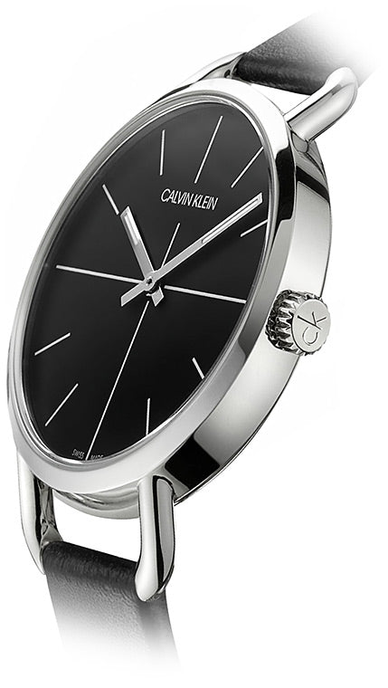 Calvin Klein Even Black Dial Black Leather Strap Watch for Women - K7B231CZ Buy Now By Calvin Klein