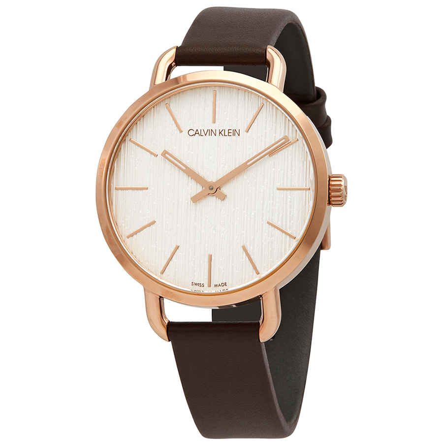 Calvin Klein Even White Dial Brown Leather Strap Watch for Women - K7B236G6 Buy Now By Calvin Klein