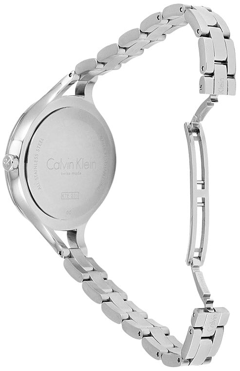 Calvin Klein Graphic Black Dial Silver Steel Strap Watch for Women - K7E23141 Buy Now By Calvin Klein