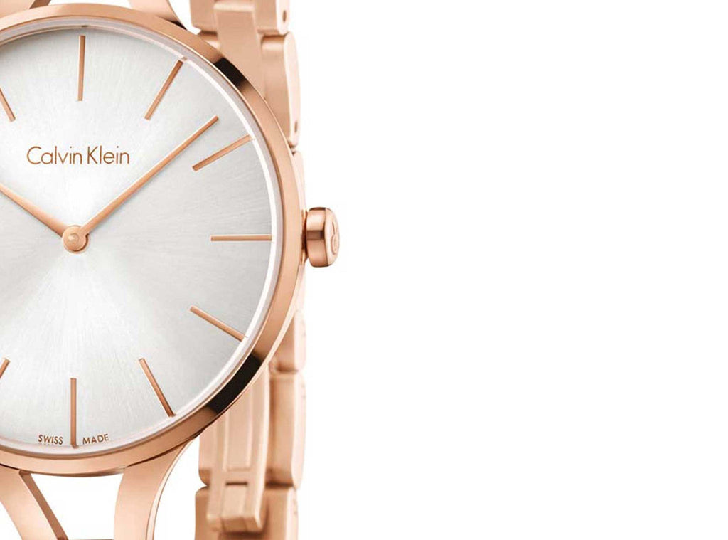 Calvin Klein Graphic Silver Dial Rose Gold Steel Strap Watch for Women - K7E23646 Buy Now By Calvin Klein