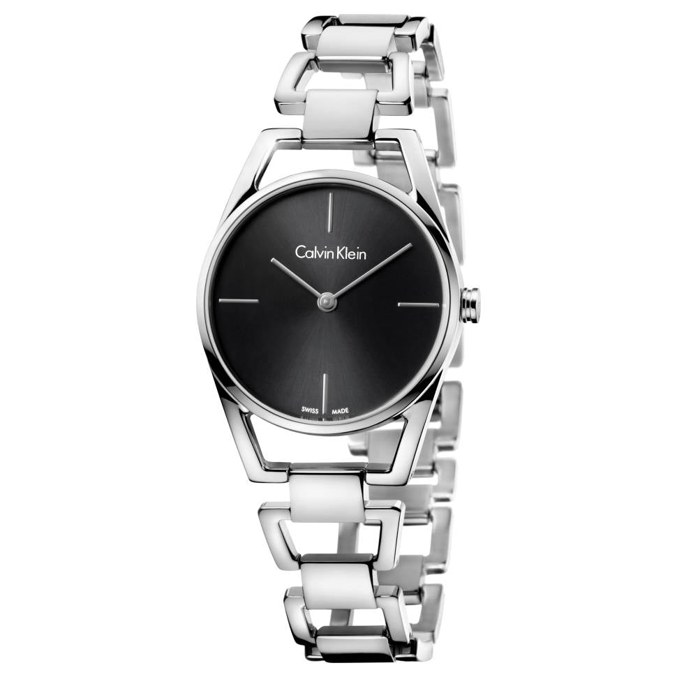 Calvin Klein Dainty Black Dial Silver Steel Strap Watch for Women - K7L23141 Buy Now By Calvin Klein