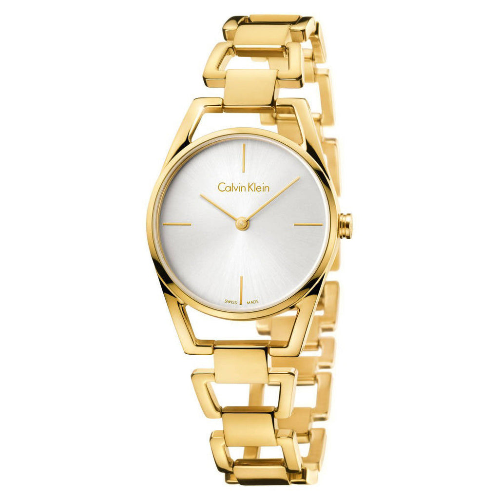 Calvin Klein Stately Silver Dial Gold Steel Strap Watch for Women - K3G23526 Buy Now By Calvin Klein