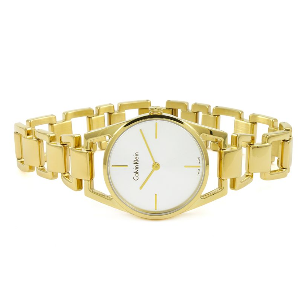 Calvin Klein Dainty White Dial Gold Steel Strap Watch for Women - K7L23546 Buy Now By Calvin Klein