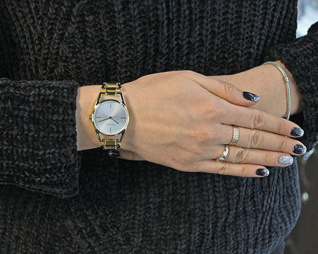 Calvin Klein Dainty White Dial Gold Steel Strap Watch for Women - K7L23546