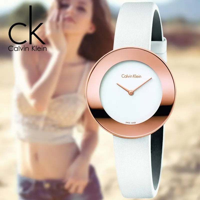 Calvin Klein Chic White Dial White Leather Strap Watch for Women - K7N236K2 Buy Now By Calvin Klein