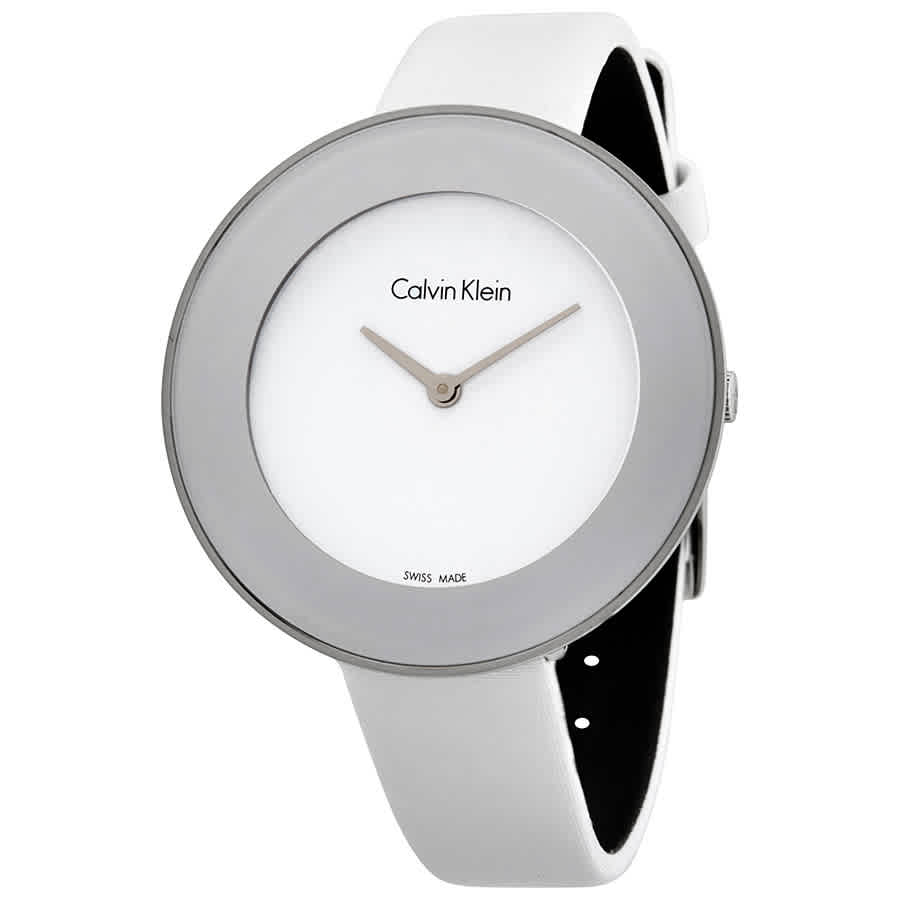 Calvin Klein Chic White Dial White Leather Strap Watch for Women - K7N23TK2 Buy Now By Calvin Klein