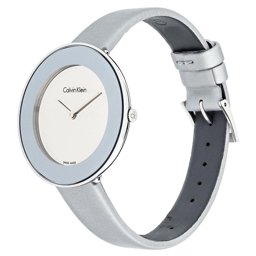 Calvin Klein Chic Silver Dial White Leather Strap Watch for Women - K7N23UP8 Buy Now By Calvin Klein