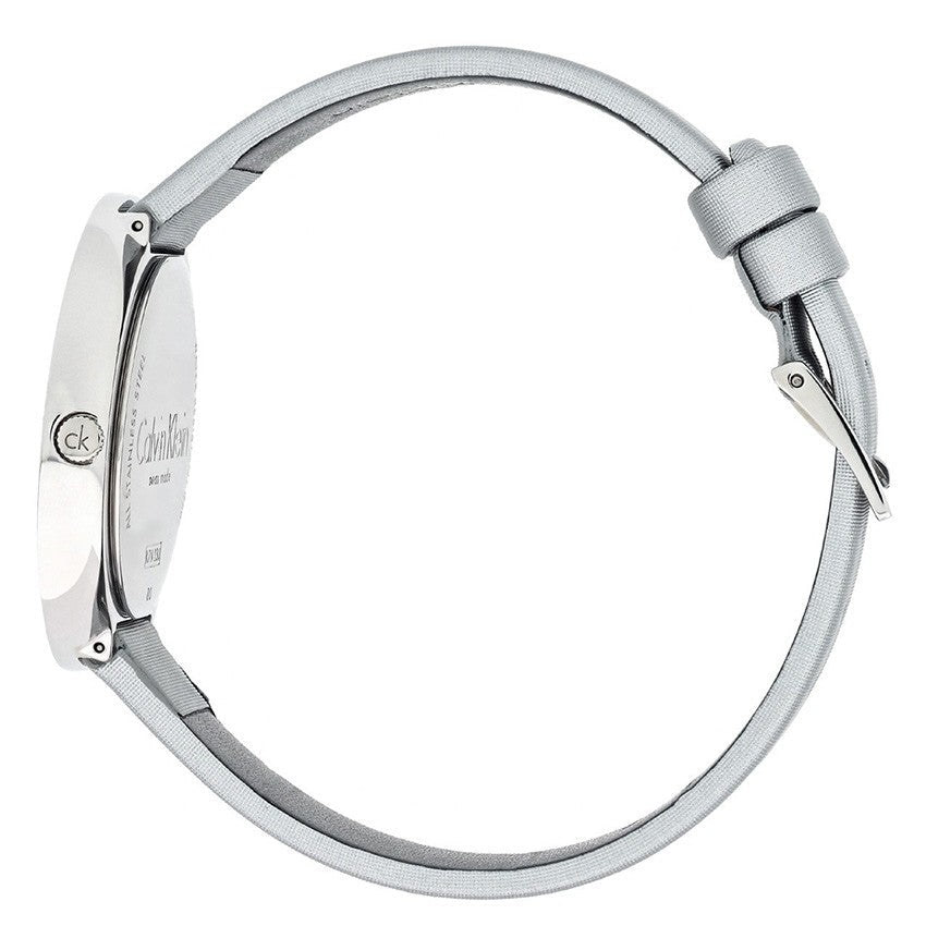 Calvin Klein Chic Silver Dial White Leather Strap Watch for Women - K7N23UP8 Buy Now By Calvin Klein