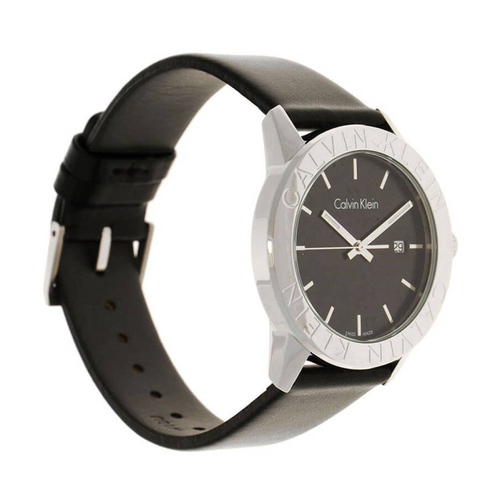 Calvin Klein Steady Black Dial Black Leather Strap Watch for Women - K7Q211C1 Buy Now By Calvin Klein