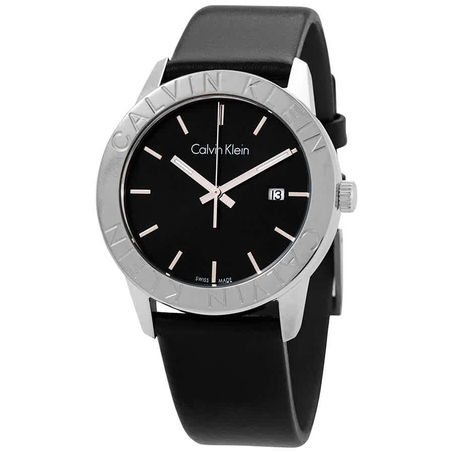 Calvin Klein Steady Black Dial Black Leather Strap Watch for Women - K7Q211C1 Buy Now By Calvin Klein