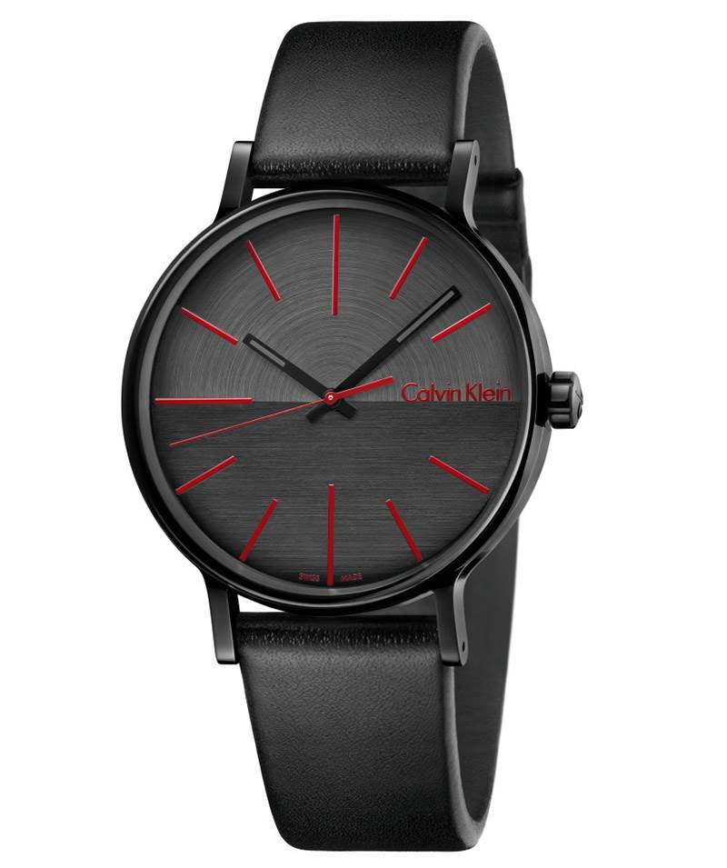 Calvin Klein Boost Black Dial Black Leather Strap Watch for Men - K7Y214CY Buy Now By Calvin Klein