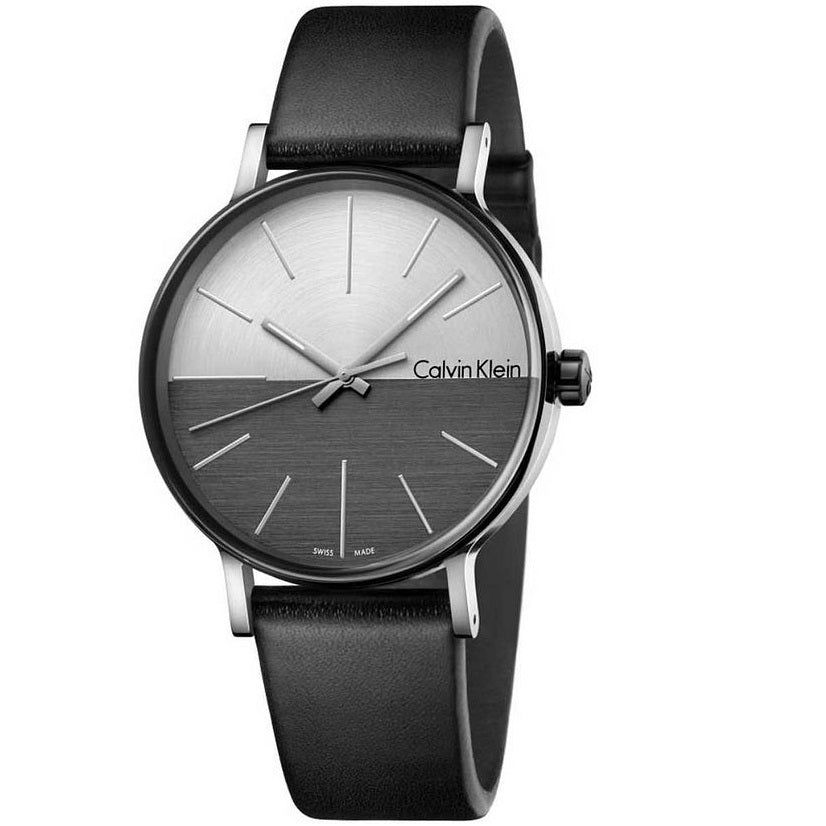 Calvin Klein Boost White Black Dial Black Leather Strap Watch for Men - K7Y21CCX Buy Now By Calvin Klein