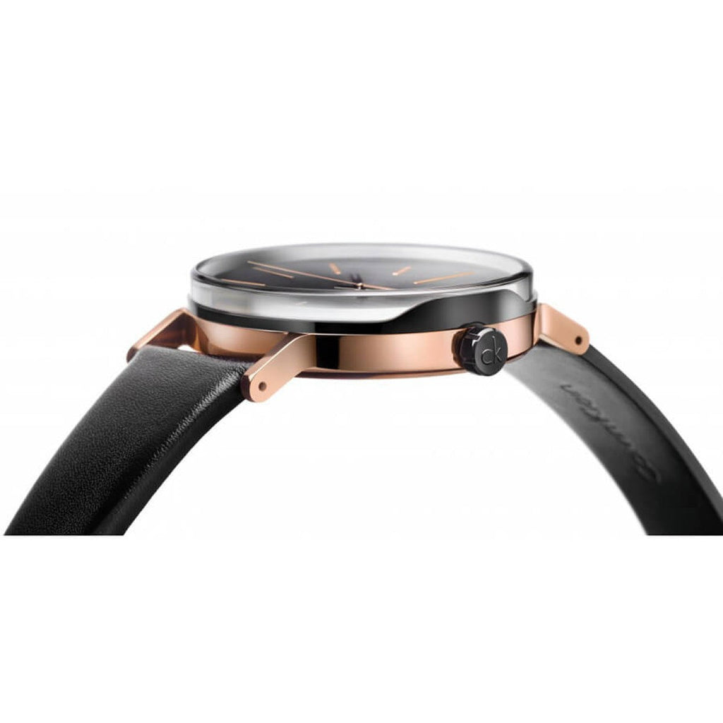 Calvin Klein Boost Black Dial Black Leather Strap Watch for Men - K7Y21TCZ Buy Now By Calvin Klein