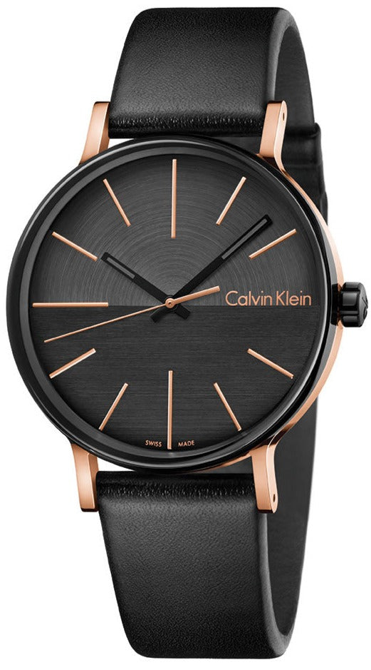 Calvin Klein Boost Black Dial Black Leather Strap Watch for Men - K7Y21TCZ Buy Now By Calvin Klein