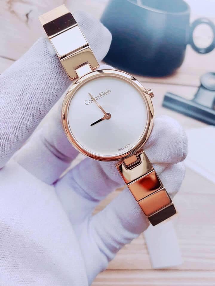 Calvin Klein Authentic Silver Dial Gold Steel Strap Watch for Women - K8G23546 Buy Now By Calvin Klein