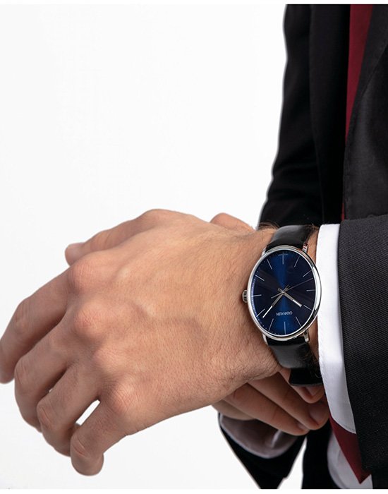 Calvin Klein High Noon Quartz Blue Dial Black Leather Strap Watch for Men - K8M211CN Buy Now By Calvin Klein