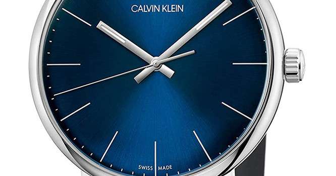 Calvin Klein High Noon Quartz Blue Dial Black Leather Strap Watch for Men - K8M211CN Buy Now By Calvin Klein