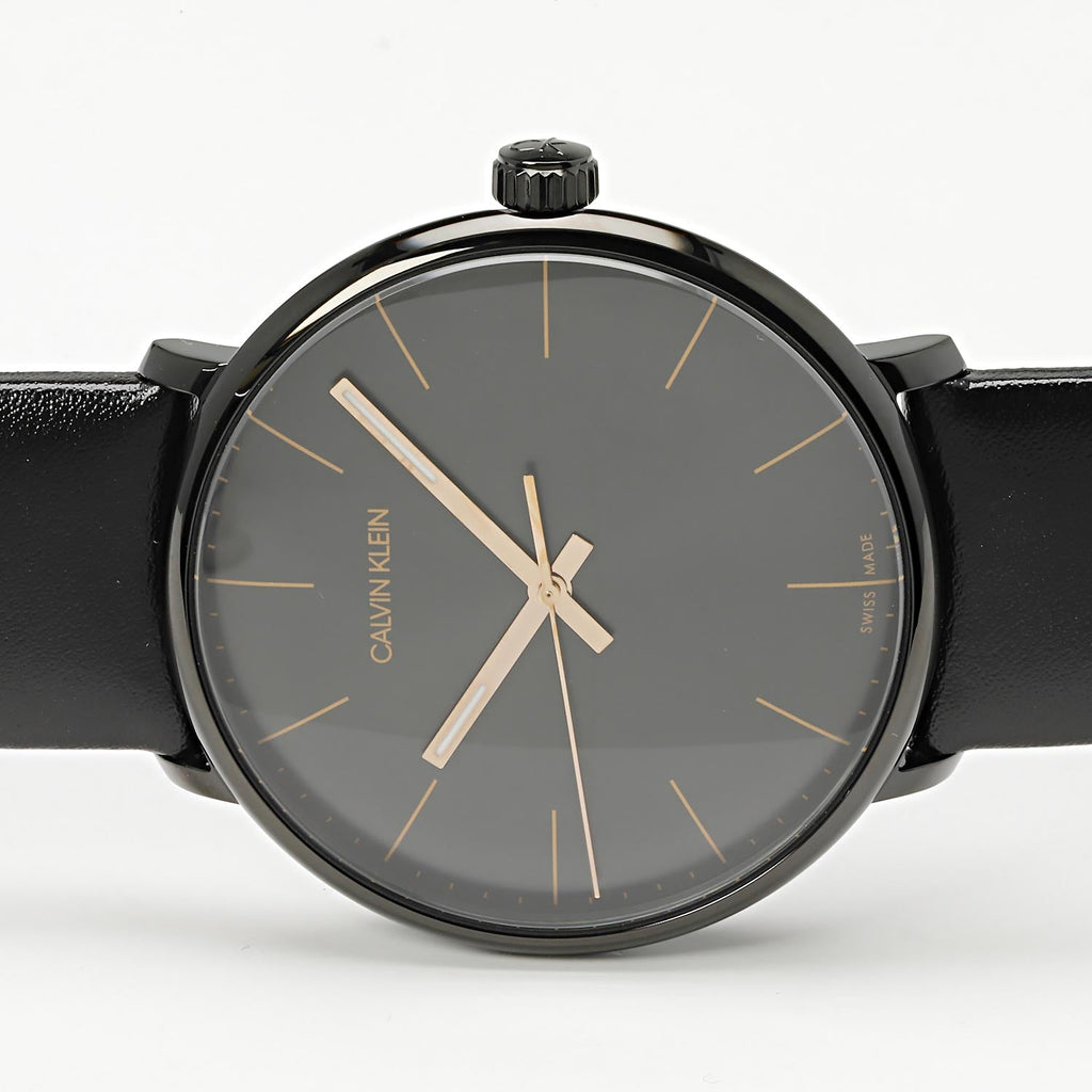 Calvin Klein High Noon Quartz Black Dial Black Leather Strap Watch for Men - K8M214CB Buy Now By Calvin Klein