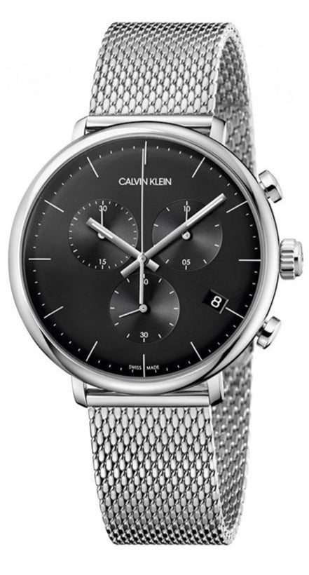 Calvin Klein High Noon Chronograph Black Dial Silver Mesh Bracelet Watch for Men - K8M27121 Buy Now By Calvin Klein
