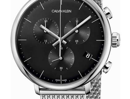 Calvin Klein High Noon Chronograph Black Dial Silver Mesh Bracelet Watch for Men - K8M27121 Buy Now By Calvin Klein