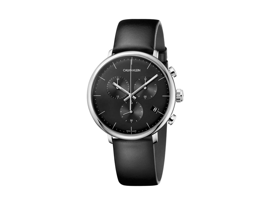 Calvin Klein High Noon Chronograph Black Dial Black Leather Strap Watch for Men - K8M271C1 Buy Now By Calvin Klein