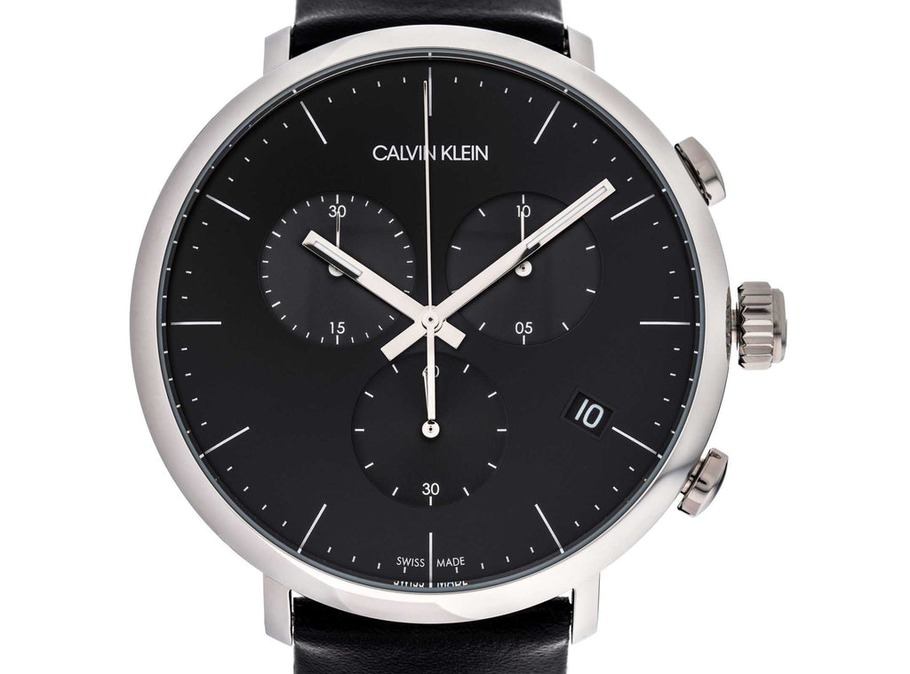 Calvin Klein High Noon Chronograph Black Dial Black Leather Strap Watch for Men - K8M271C1 Buy Now By Calvin Klein