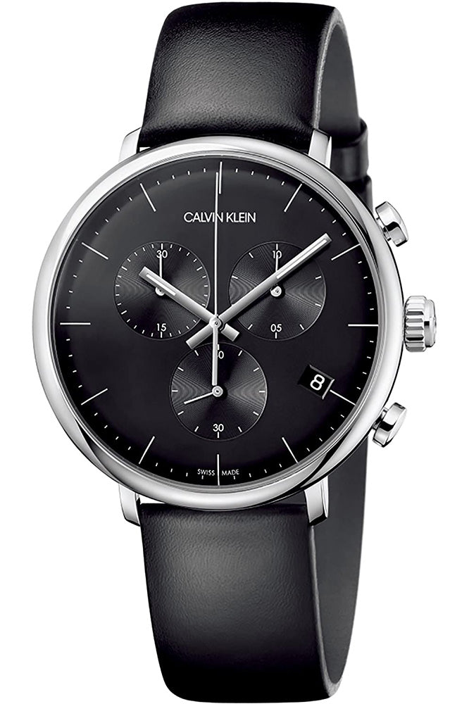 Calvin Klein High Noon Chronograph Black Dial Black Leather Strap Watch for Men - K8M271C1 Buy Now By Calvin Klein
