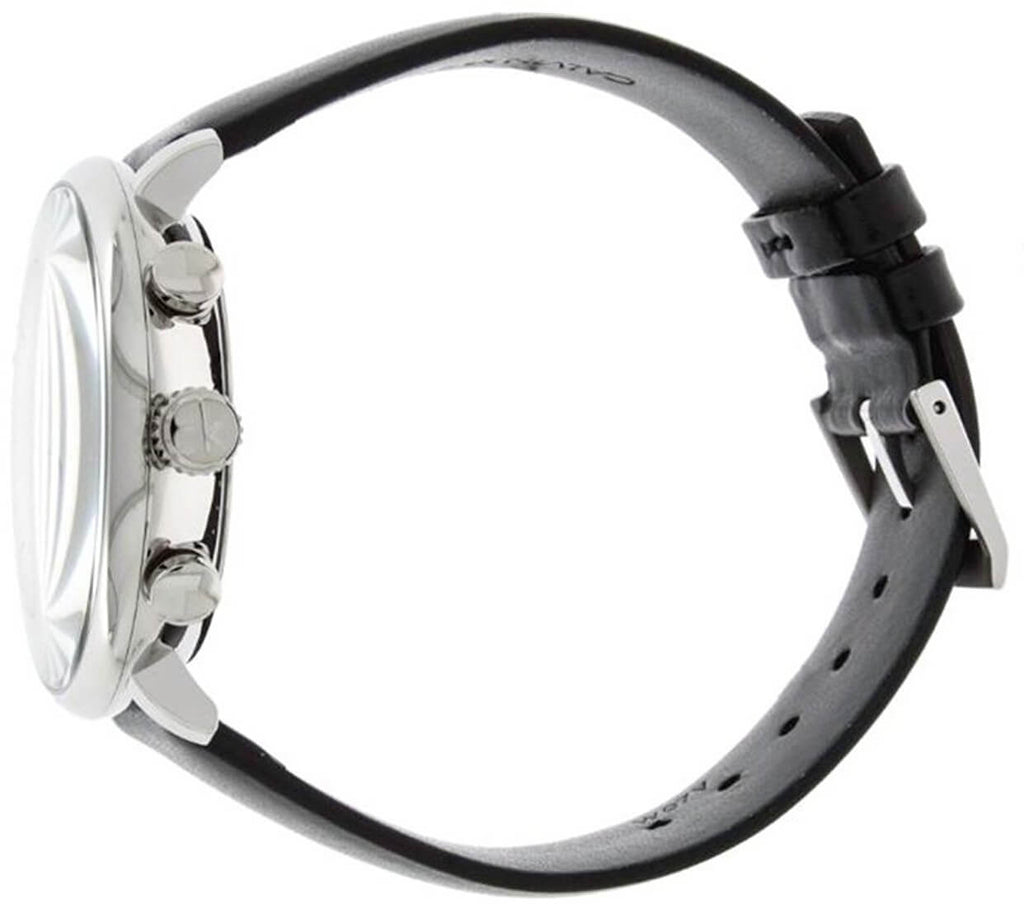 Calvin Klein High Noon Chronograph White Dial Black Leather Strap Watch for Men - K8M271C6 Buy Now By Calvin Klein