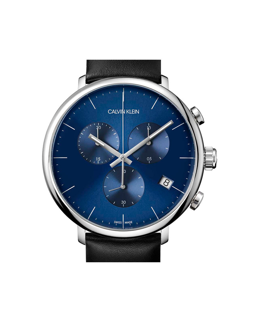 Calvin Klein High Noon Chronograph Blue Dial Black Leather Strap Watch for Men - K8M271CN Buy Now By Calvin Klein