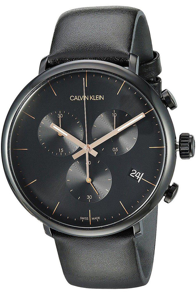 Calvin Klein High Noon Black Dial Black Leather Strap Watch for Men - K8M274CB Buy Now By Calvin Klein