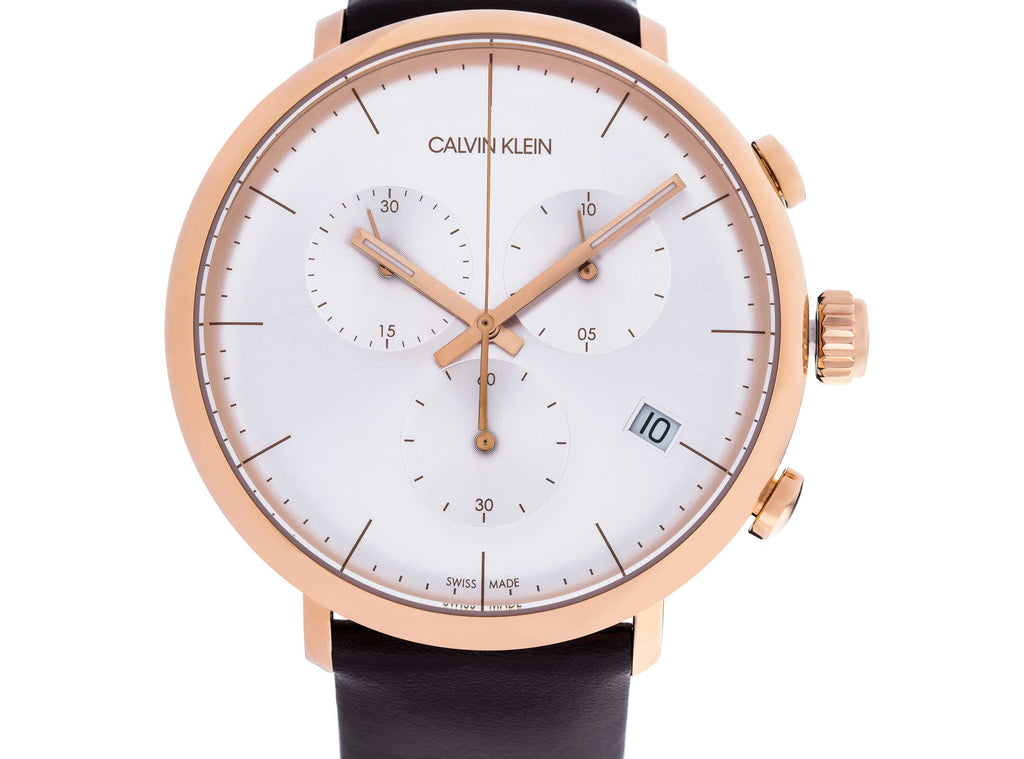 Calvin Klein High Noon Silver Dial Brown Leather Strap Watch for Men - K8M276G6 Buy Now By Calvin Klein