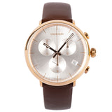 Calvin Klein High Noon Silver Dial Brown Leather Strap Watch for Men - K8M276G6 Buy Now By Calvin Klein