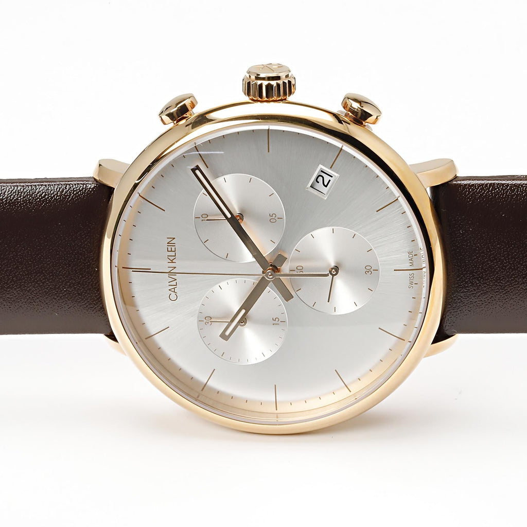 Calvin Klein High Noon Silver Dial Brown Leather Strap Watch for Men - K8M276G6 Buy Now By Calvin Klein