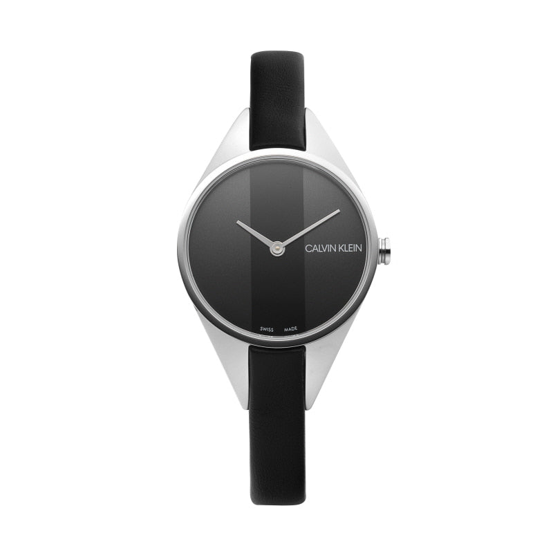 Calvin Klein Rebel Black Grey Dial Black Leather Strap Watch for Women - K8P231C1 Buy Now By Calvin Klein