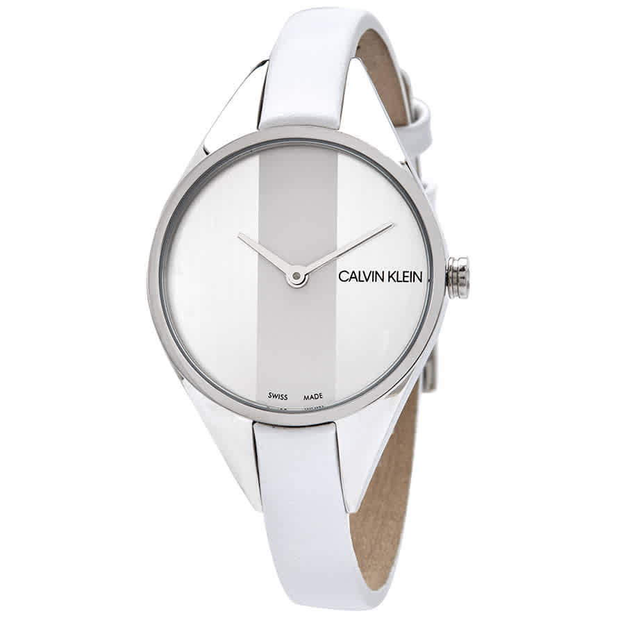 Calvin Klein Rebel White Dial White Leather Strap Watch for Women - K8P231L6 Buy Now By Calvin Klein