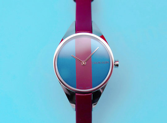 Calvin Klein Rebel Blue Maroon Dial Maroon Leather Strap Watch for Women - K8P231UN Buy Now By Calvin Klein