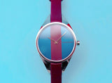 Calvin Klein Rebel Blue Maroon Dial Maroon Leather Strap Watch for Women - K8P231UN Buy Now By Calvin Klein