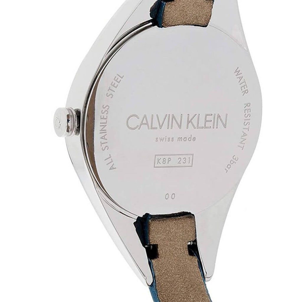 Calvin Klein Rebel Blue Silver Dial Blue Leather Strap Watch for Women - K8P231V6 Buy Now By Calvin Klein