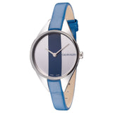 Calvin Klein Rebel Blue Silver Dial Blue Leather Strap Watch for Women - K8P231V6 Buy Now By Calvin Klein
