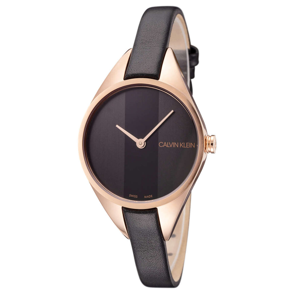 Calvin Klein Rebel Black Dial Black Leather Strap Watch for Women - K8P236C1 Buy Now By Calvin Klein