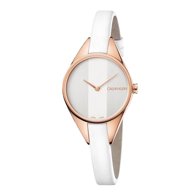 Calvin Klein Rebel White Grey Dial White Leather Strap Watch for Women - K8P236L6 Buy Now By Calvin Klein