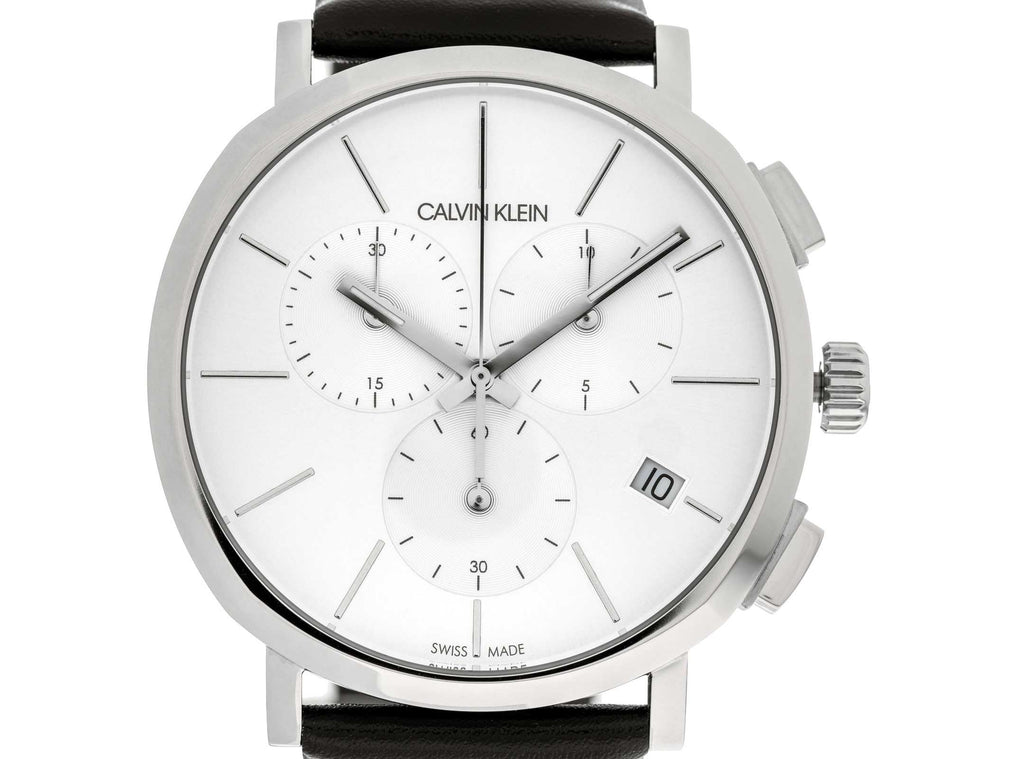 Calvin Klein Posh Silver Dial Black Leather Strap Watch for Men - K8Q371C6 Buy Now By Calvin Klein