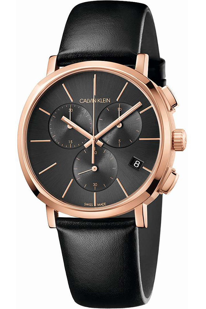 Calvin Klein Posh Grey Dial Black Leather Strap Watch for Men - K8Q376C3 Buy Now By Calvin Klein