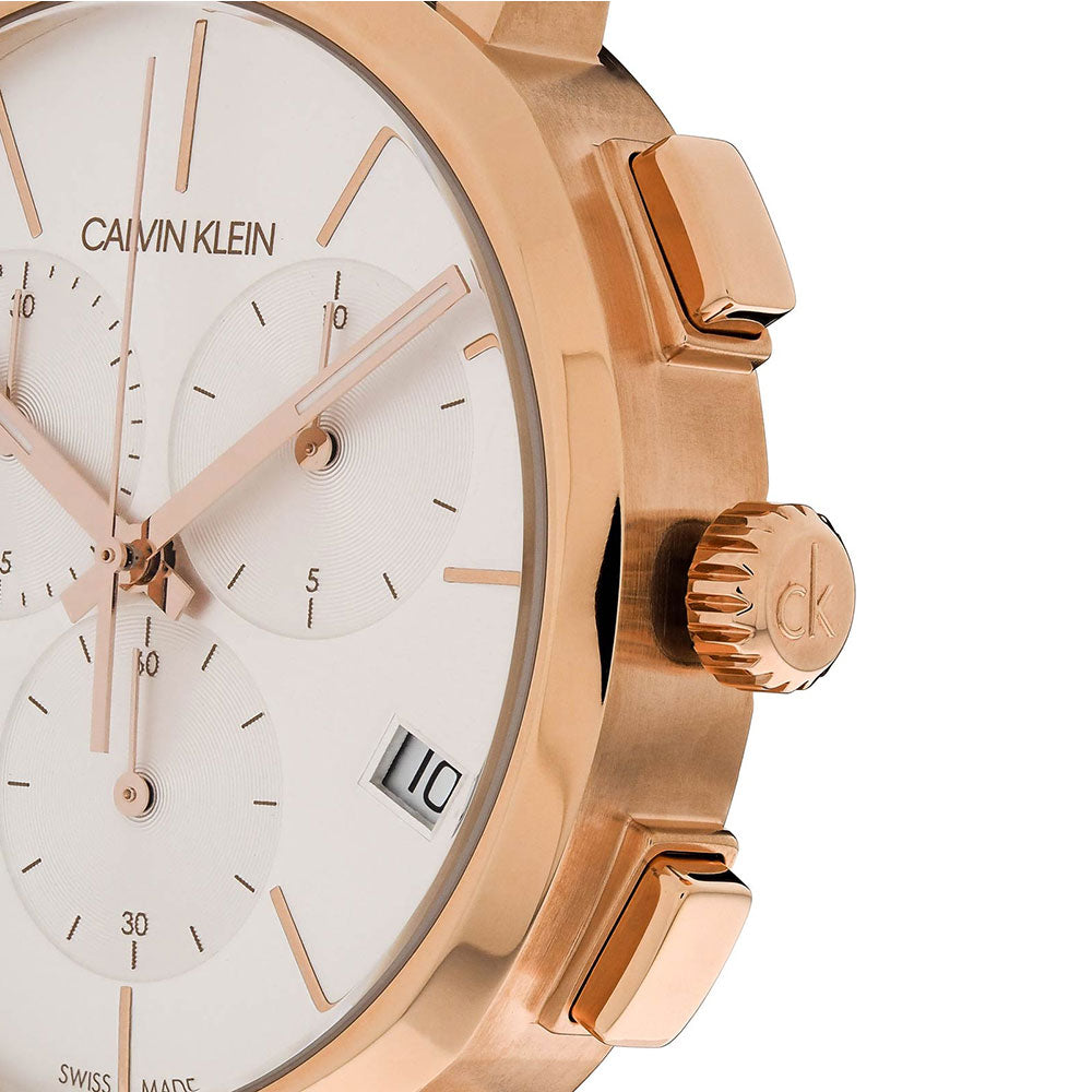 Calvin Klein Posh Chronograph White Dial Brown Leather Strap Watch for Men - K8Q376G6 Buy Now By Calvin Klein