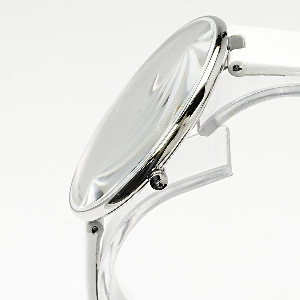 Calvin Klein Full Moon White Dial White Leather Strap Watch for Women - K8Y231L6 Buy Now By Calvin Klein