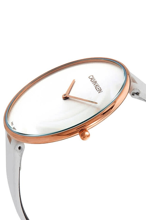 Calvin Klein Full Moon White Dial White Leather Strap Watch for Women - K8Y236L6 Buy Now By Calvin Klein
