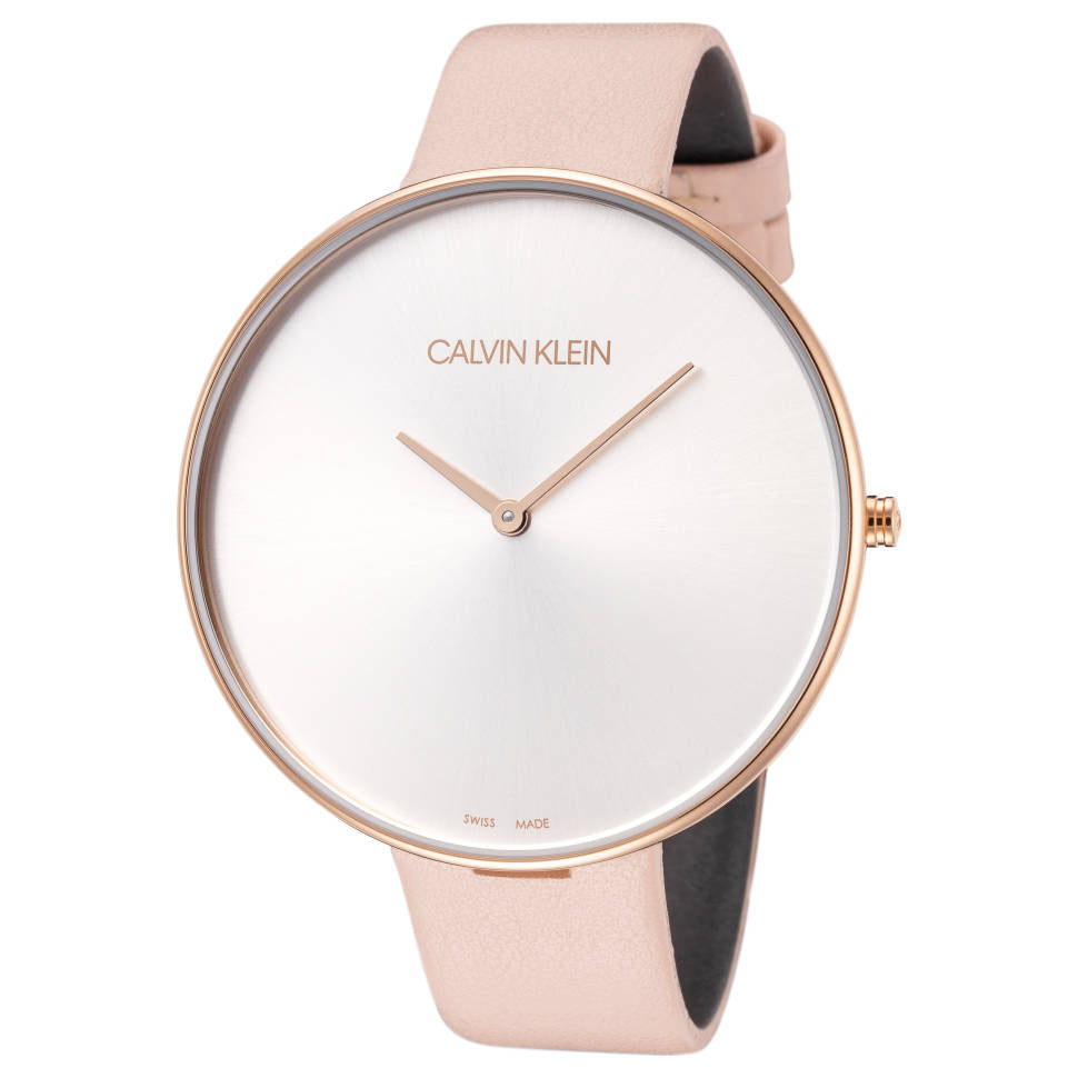 Calvin Klein Full Moon Silver Dial Pink Leather Stap Watch for Women - K8Y236Z6 Buy Now By Calvin Klein